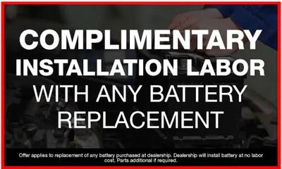 complimentary battery installation with any in store battery purchase