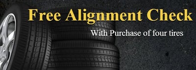 Buy 4 tires and get a free alignment check